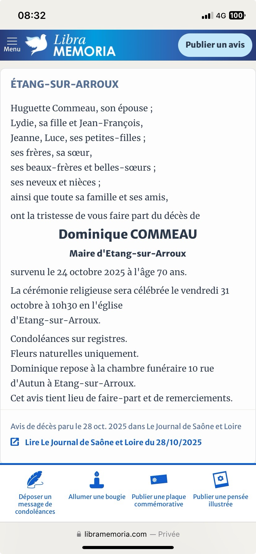 Obsèques de Dominique COMMEAU